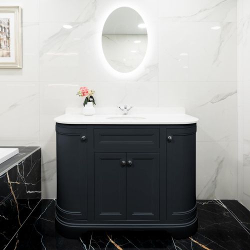 Kingsbury Classic Curved 1200mm Vanity Unit, Worktop & Ceramic Basin - Anthracite (13503)