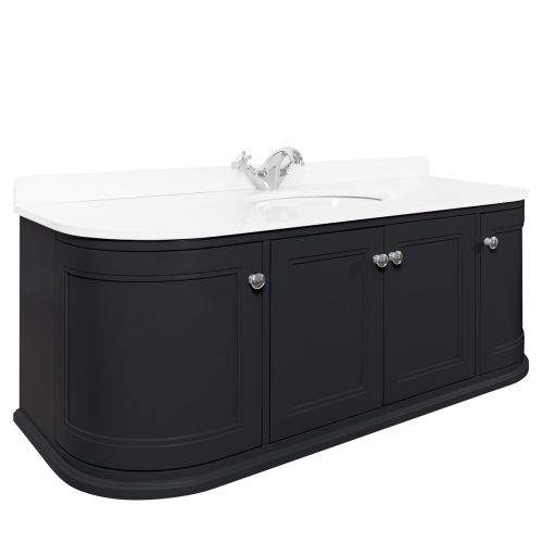 Kingsbury Classic Curved 1200mm Wall Mounted Vanity Unit, Marble Worktop & Ceramic Basin - Anthracite