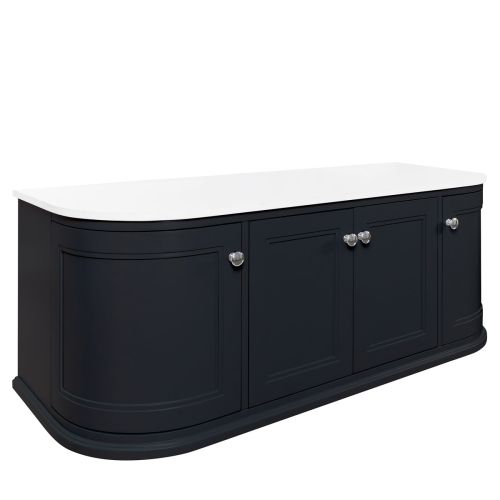 Kingsbury Classic Curved 1200mm Wall Mounted Vanity Unit with Marble Worktop - Anthracite