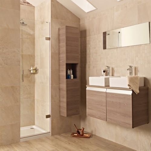 Roman Liberty Alcove 8mm Hinge Shower Door 900mm in Brushed Brass (22088)