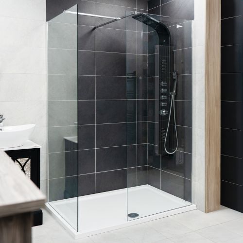 Kiimat Complete 900mm Walk In Shower Bundle with Chrome Shower