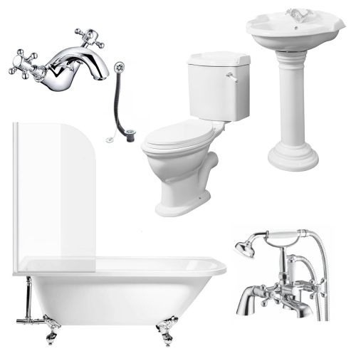 Legend Traditional Freestanding Shower Bath Suite - Left Hand (11928)