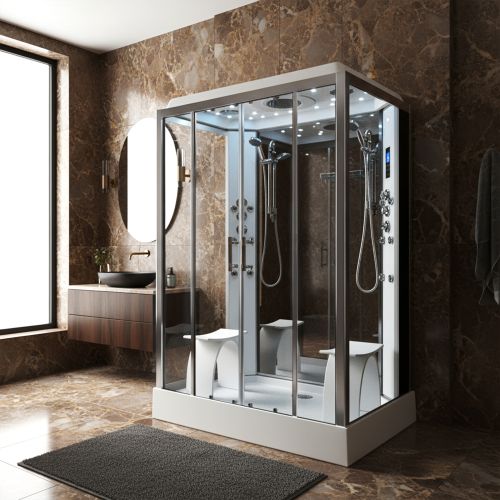 Insignia Platinum 1400 x 900mm Twin Shower Steam Shower Cabin - Chrome (15558)