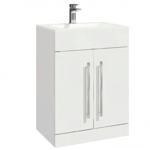 Lili 600mm Vanity Unit & Slimline Basin - Gloss White (13316)