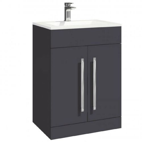 Lili 600mm Vanity Unit & Slimline Basin - Matt Grey (13318)