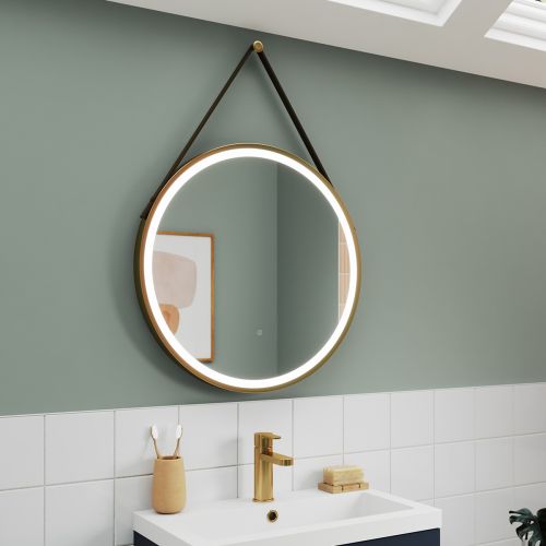 Hudson Reed 600mm Round Illuminated Mirror - Brushed Brass (18839)