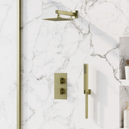 Eliseo Ricci Cube Twin Concealed Shower Kit inc Head, Arm and Handset - 