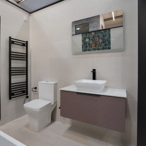 Josef Martin Luxor 800mm Wall Mounted Vanity Unit & White Quartz Worktop - Grape