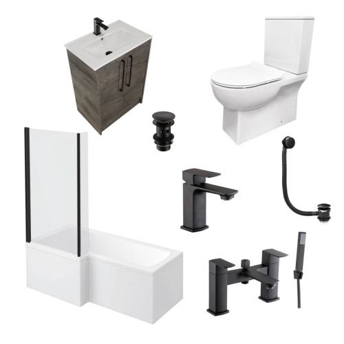 Linea Noir Vanity Shower Bath Deal - Left Hand