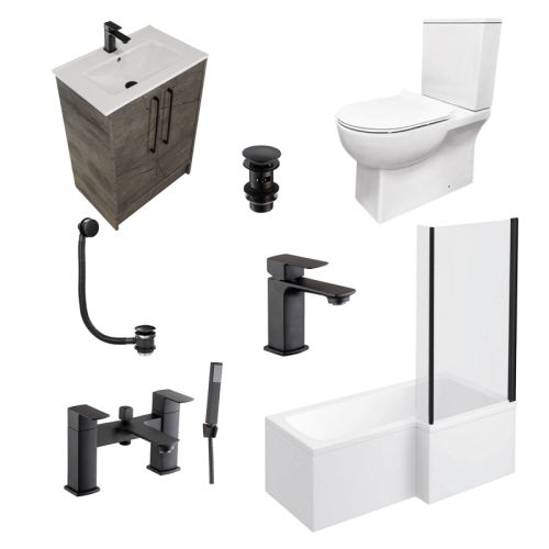 Linea Noir Vanity Shower Bath Deal - Right Hand