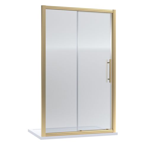 Hudson Reed 1200mm Sliding Shower Door with Square Handle - Brushed Brass