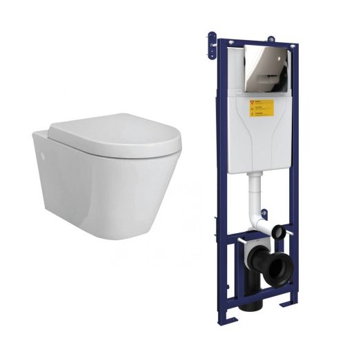 Marbella Wall Hung Toilet & SAN85 1.1m Wall Hung WC Frame Deal (16308)