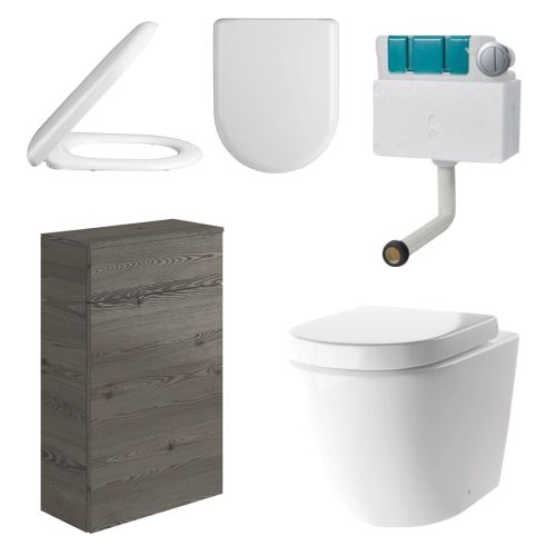 Mito Back to Wall Toilet Pack inc Cistern - Anthracite Oak