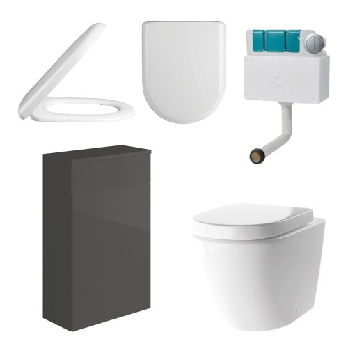 Mito Back to Wall Toilet Pack inc Cistern - Charcoal Gloss