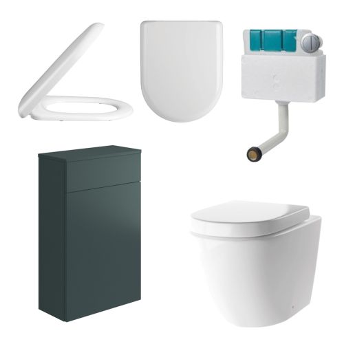 Mito Back to Wall Toilet Pack inc Cistern - Fir Green