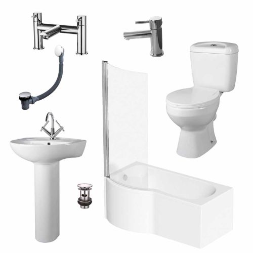 Melbourne Curved Shower Bath Suite - Left Hand (20550)