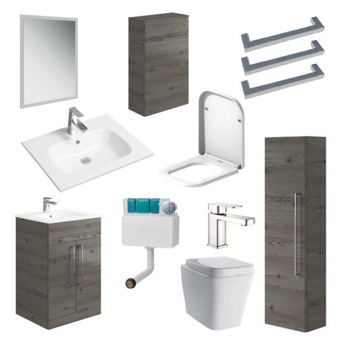 Mito Furniture Bundle with Toilet & Mirror - Anthracite Oak