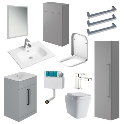 Mito Furniture Bundle with Toilet & Mirror - Dove Grey Gloss