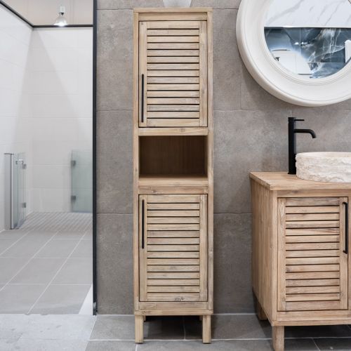 Merida 400 Floorstanding Solid Teak Tall Storage Unit
