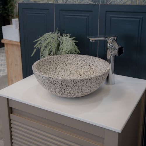 Venecia Terazzo Stone Mix Wash Basin - 35x35x13cm - Grey
