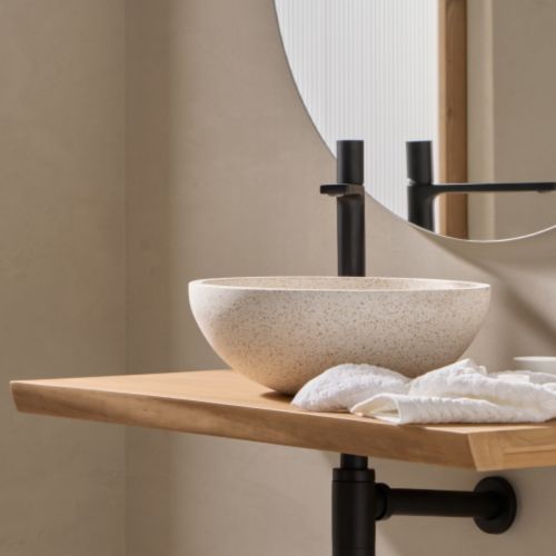 Venecia Terazzo Stone Mix Wash Basin - 35x35x13cm - White