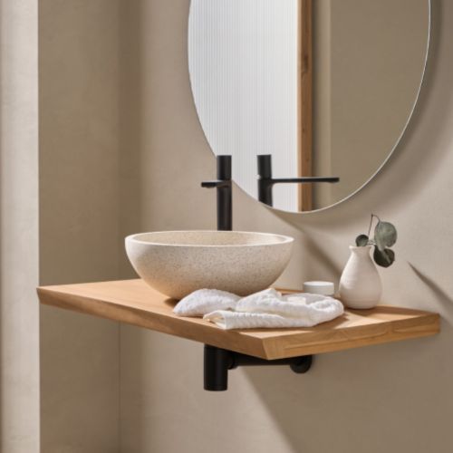 Kubu 80cm wide Solid Teak Worktop / Floating Shelf - 80x4x45cm