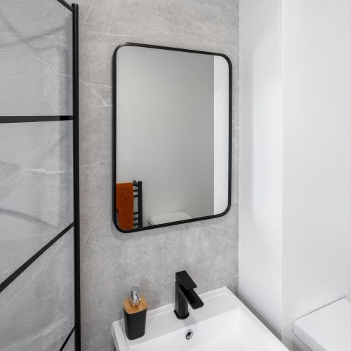 Noir 700mm x 500mm Plain Black Frame Mirror (11854)