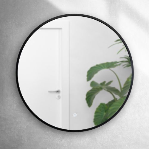 Noir 600mm Round Black Frame Backlit Mirror with Colour Change (21265)