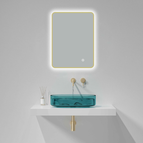 Brushed Brass 700mm x 500mm Backlit Mirror with Colour Change