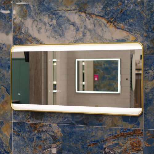 Brushed Brass Frame Mirror Range with Colour Change  (16254)