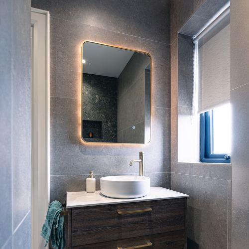 Brushed Brass 800mm x 600mm Frame Mirror with Colour Change (13630)