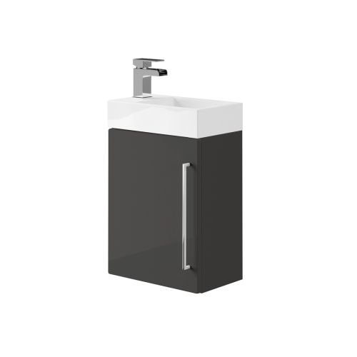 Mito 400mm Wall Mounted Vanity Unit & Basin - Charcoal Gloss (21176)