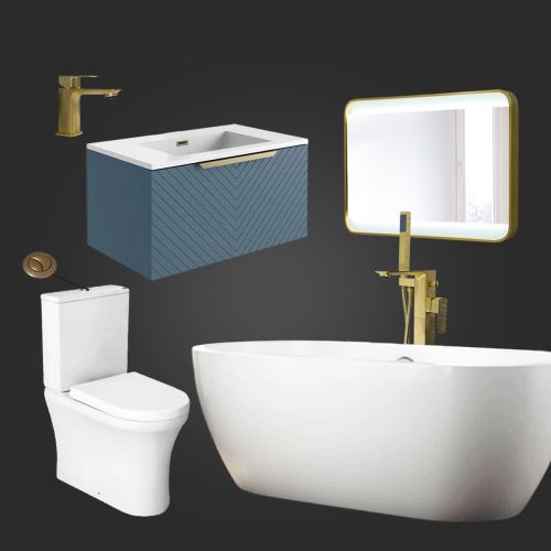 Complete Luxury Brass Bathroom Suite - Blue (15853)