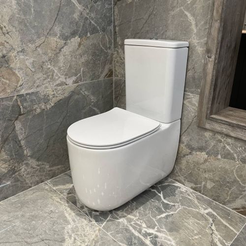 Olympia Milady Rimless Fully Back to Wall Close Coupled Toilet & Soft Close Seat (10763)