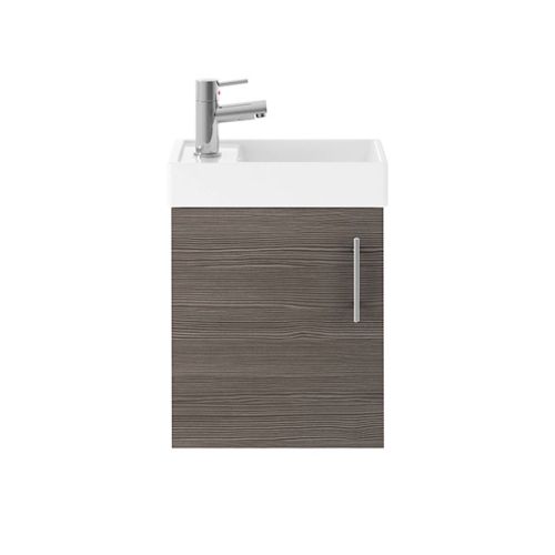 Minuto 400mm Wall Mounted Cloakroom Vanity Unit & Basin - Brown Grey Avola (10629)