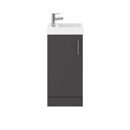 Minuto 400mm Floorstanding Cloakroom Vanity Unit & Basin - Gloss Grey (10618)