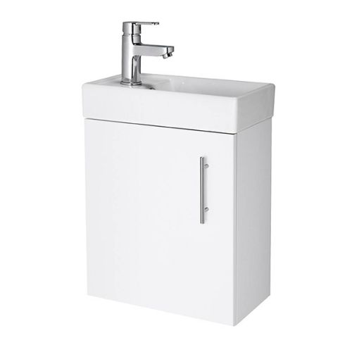 Minuto 400mm Wall Mounted Cloakroom Vanity Unit & Basin - Gloss White (10633)