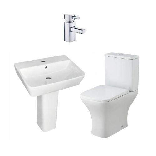 Modern Square Basin, Toilet & Tap Pack