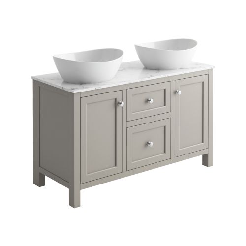 Harrogate Montpelier 1200mm Double Basin Vanity Unit & Worktop - Dovetail Grey (15749)