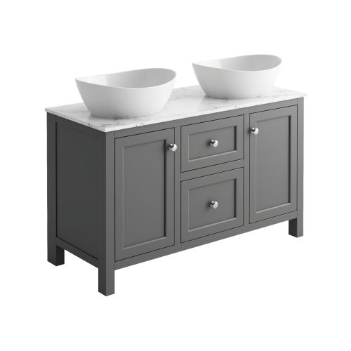 Harrogate Montpelier 1200mm Double Basin Vanity Unit & Worktop - Spa Grey (15750)