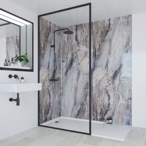 Multipanel Classic Collection Cappuccino Stone Marble Effect 598mm Unlipped Shower Panel (3366)