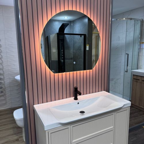Arc 800mm Round Backlit LED Mirror with Demister