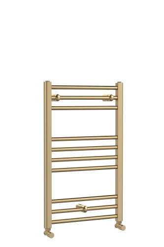 Hudson Reed Lorica Round Straight Towel Radiator 800x500mm - Brushed Brass (18887)