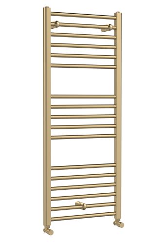 Hudson Reed Lorica Round Straight Towel Radiator 1200x500mm - Brushed Brass (18872)