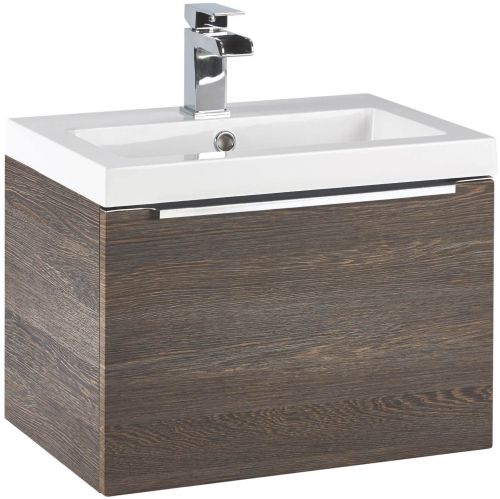 Muro 600mm Wall Mounted Vanity Unit & Basin - Dark Oak (10000)