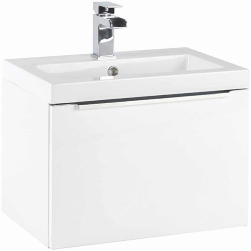 Muro 600mm Wall Mounted Vanity Unit & Basin - Gloss White (9999)