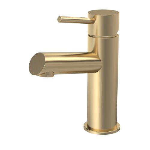Nuie Navala Basin Mixer with Push Waste - Brushed Brass