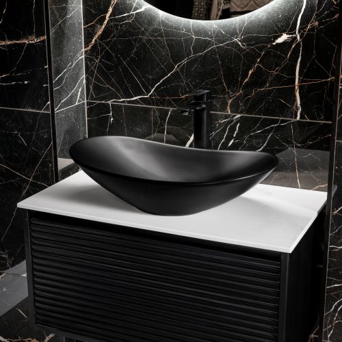 Nuie 615mm Counter Top Basin - Matt Black (13648)