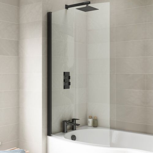 Nuie Curved Bath Screen - Black (15699)