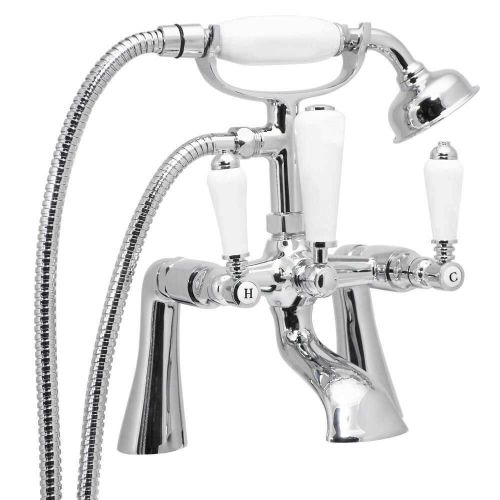 Eliseo Ricci Newbury Bath Shower Mixer - White Handles (1869)